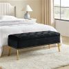 Mid-Century Modern Bed Storage Bench with Velvet Seat and Gold Legs