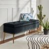 Mid-Century Modern Bed Storage Bench with Velvet Seat and Gold Legs