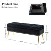 Mid-Century Modern Bed Storage Bench with Velvet Seat and Gold Legs