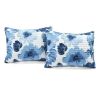 Blue Flowers Lightweight Polyester Microfiber Quilt Set