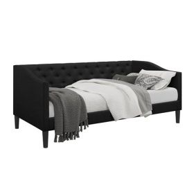 Twin size Modern Fabric Upholstered Button-Tufted Daybed (Color: Black)