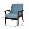 Retro Modern Classic Linen Wide Accent Chair with Espresso Wood Frame