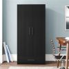 Modern Armoire Wardrobe Closet Cabinet with Storage Drawer in Wood Finish