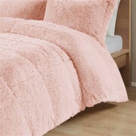 Pink Blush Soft Sherpa Faux Fur Comforter Set With Shams (size: Twin/Twin XL)