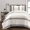 Black Off-White Cream Stripe Reversible Cotton Quilt Set