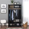 Bedroom Armoire Wardrobe Cabinet with Hanging Rail in Wood Finish