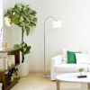 Mid-Century Modern Floor Lamp in Brushed Nickel Finish with Drum Shade