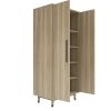 Mid-Century Modern 2-Door Bedroom Armoire Wardrobe Cabinet in Wood Finish