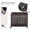 PP Rattan 3-Basket Laundry Hamper Sorter Cart with Removable Cotton Bags