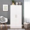Bedroom Armoire Wardrobe Cabinet with Hanging Rail in Wood Finish