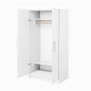 Bedroom Armoire Wardrobe Cabinet with Hanging Rail in Wood Finish