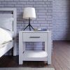 Farmhouse Traditional Rustic Wood 1-Drawer Nightstand Bedside Table