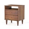 Farmhouse Rustic Mid Century 2 Drawer Nightstand