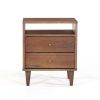 Farmhouse Rustic Mid Century 2 Drawer Nightstand