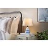 Small Desk Light Table Lamp with White Fabric Shade for Bedside Nightstand