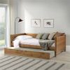 Twin size Solid Wood Daybed with Roll Out Trundle Bed Frame