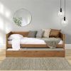 Twin size Solid Wood Daybed with Roll Out Trundle Bed Frame
