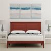 Traditional Solid Oak Wooden Platform Bed Frame with Headboard in Cherry