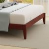 Traditional Solid Oak Wooden Platform Bed Frame with Headboard in Cherry