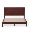 Traditional Solid Oak Wooden Platform Bed Frame with Headboard in Cherry