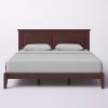 Traditional Solid Oak Wooden Platform Bed Frame with Headboard in Cherry