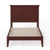Traditional Solid Oak Wooden Platform Bed Frame with Headboard in Cherry