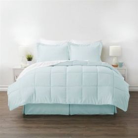 Microfiber 6-Piece Reversible Bed-in-a-Bag Comforter Set in Aqua Blue (size: California King)