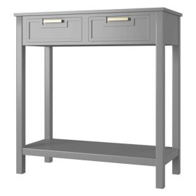 Modern Entryway Accent 2 Drawer Sofa Side Table (Color: Gray)