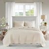 3-Piece Reversible Scalloped Edges Microfiber Quilt Set in Cream