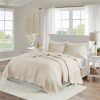 3-Piece Reversible Scalloped Edges Microfiber Quilt Set in Cream