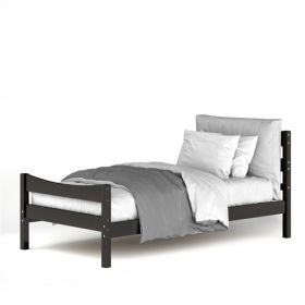 Twin size Farmhouse Style Pine Wood Platform Bed Frame (Color: Espresso)