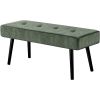 Mid-Century Corduroy Upholstered End of Bed Bench with Black Metal Legs