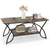 Modern 2 Tier Coffee Table with Metal Curved Legs