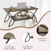 Modern 2 Tier Coffee Table with Metal Curved Legs