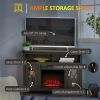 Electric Fireplace Mantel TV Stand w/ Adjustable Shelves 2 Storage Cabinets