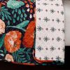 Floral Red Poppy Navy Teal Lightweight 3 Piece Cotton Quilt Set