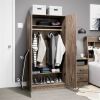 Bedroom Armoire Wardrobe Cabinet with Hanging Rail in Wood Finish