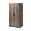 Bedroom Armoire Wardrobe Cabinet with Hanging Rail in Wood Finish