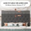 Adjustable Height Grey Linen Upholstered Platform Bed with Headboard