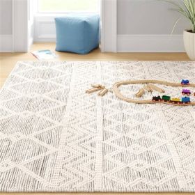 Hand Woven Wool Blend Grey Beige Ivory Persian Style Area Rug (size: 8 ft. x 10 ft.)