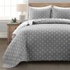 3-Piece Reversible Cotton Yarn Woven Quilt Set in Grey and White