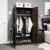 Bedroom Armoire Wardrobe Cabinet with Hanging Rail in Wood Finish