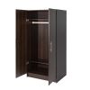 Bedroom Armoire Wardrobe Cabinet with Hanging Rail in Wood Finish
