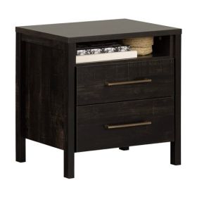 Modern 2 Drawer Nightstand Cubby Storage Shelf (Color: Java)