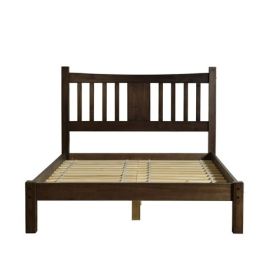Farmhouse Style Solid Wood Platform Bed with Headboard in Espresso (size: KING)