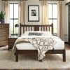 Farmhouse Style Solid Wood Platform Bed with Headboard in Espresso