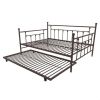 Full size Metal Daybed with Twin Roll-out Trundle Bed
