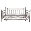 Full size Metal Daybed with Twin Roll-out Trundle Bed