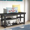 Wooden 2-Shelf Shoe Rack Storage Bench for Entryway or Closet