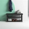 Wooden 2-Shelf Shoe Rack Storage Bench for Entryway or Closet